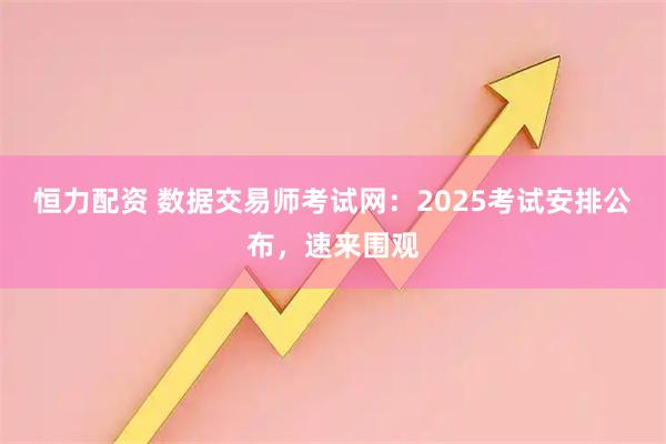 恒力配资 数据交易师考试网：2025考试安排公布，速来围观