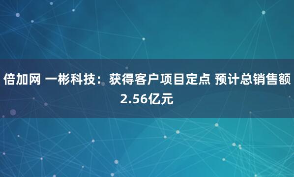 倍加网 一彬科技：获得客户项目定点 预计总销售额2.56亿元