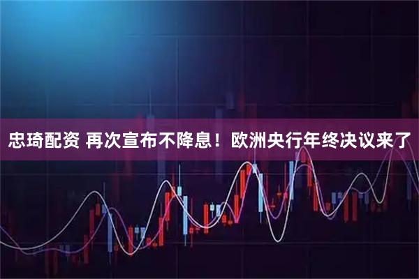 忠琦配资 再次宣布不降息！欧洲央行年终决议来了